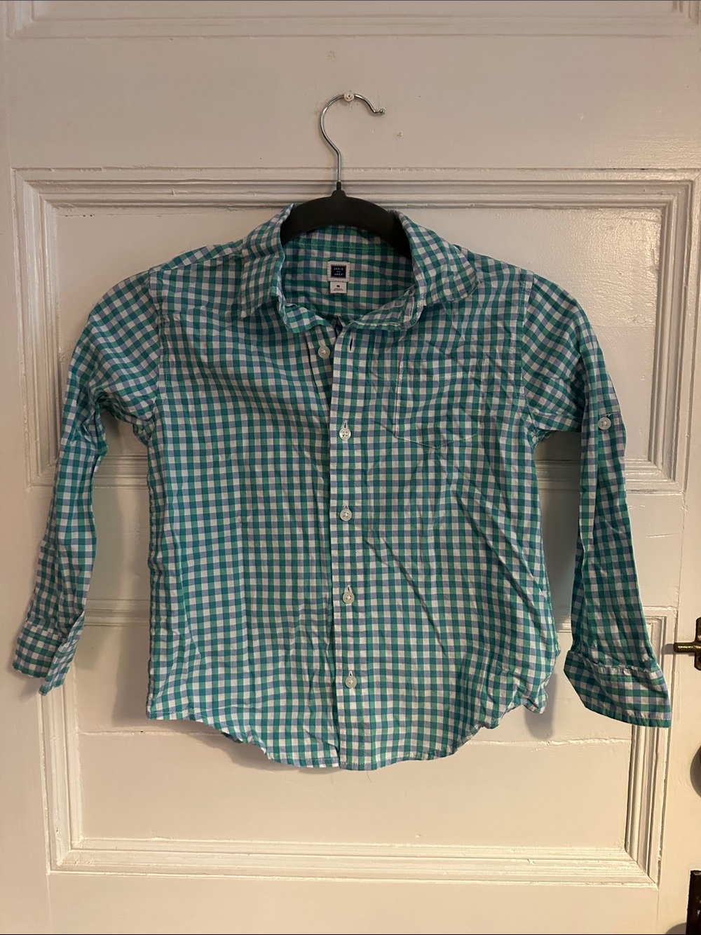 Janie and Jack Teal & White Gingham Button-Down Shirt